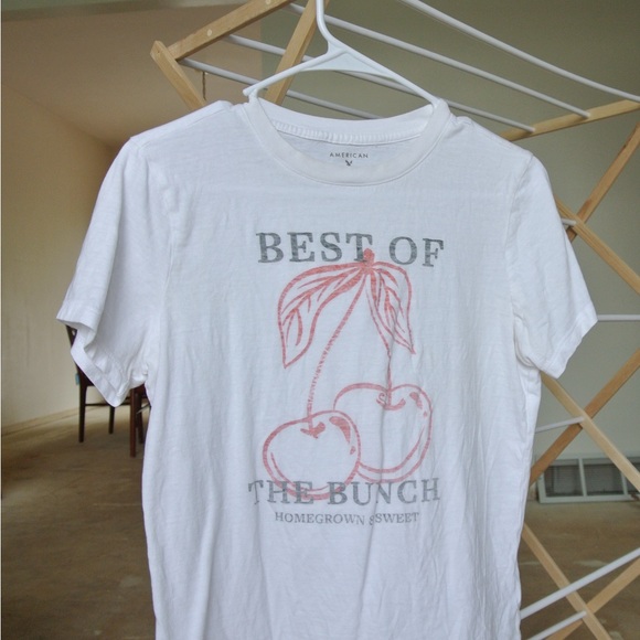 American Eagle Outfitters White Tee with Cherry Graphic - Picture 1 of 2
